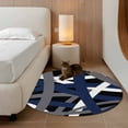 thumbnail image 2 of Round Rugs 3.3Ft, Navy Blue Black Geometric Round Area Rug Washable Indoor Throw Carpet, Modern Art Abstract Grey Line Soft Non Slip Circle Rug for Laundry Room Patio Home Decor Aesthetic, 2 of 8