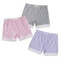 thumbnail image 3 of YONGHS Kids Girls 3 Pack Bike Shorts Solid Color Dance Gym Yoga Sports Bike Shorts Pink&Purple&Gray 9-10, 3 of 5