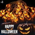 thumbnail image 2 of PULLIMORE 30 LEDs Halloween String Lights Waterproof Pumpkin Skull LED Lights, 14.8 ft, 2 of 9