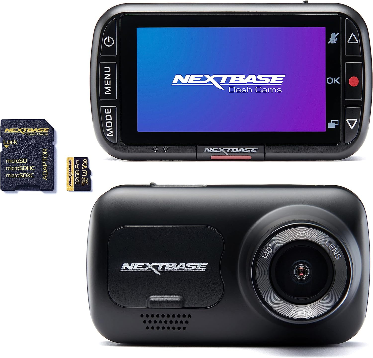 Nextbase 222G Dash Cam and 32GB Micro SD Memory Card Bundle 1080p in