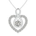 thumbnail image 1 of Angara Natural Diamond Necklace - Diamond Heart Pendant with Infinity Loop in Platinum for Women, 1 of 8