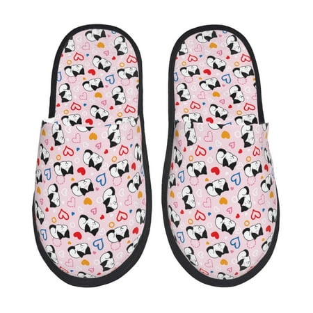 Balery Cartoon Cat And Heart Slient Indoor Furry Fleece Comfort House Shoes Soft Non-Slip Home Shoes Cotton slippers House Slippers-- Large