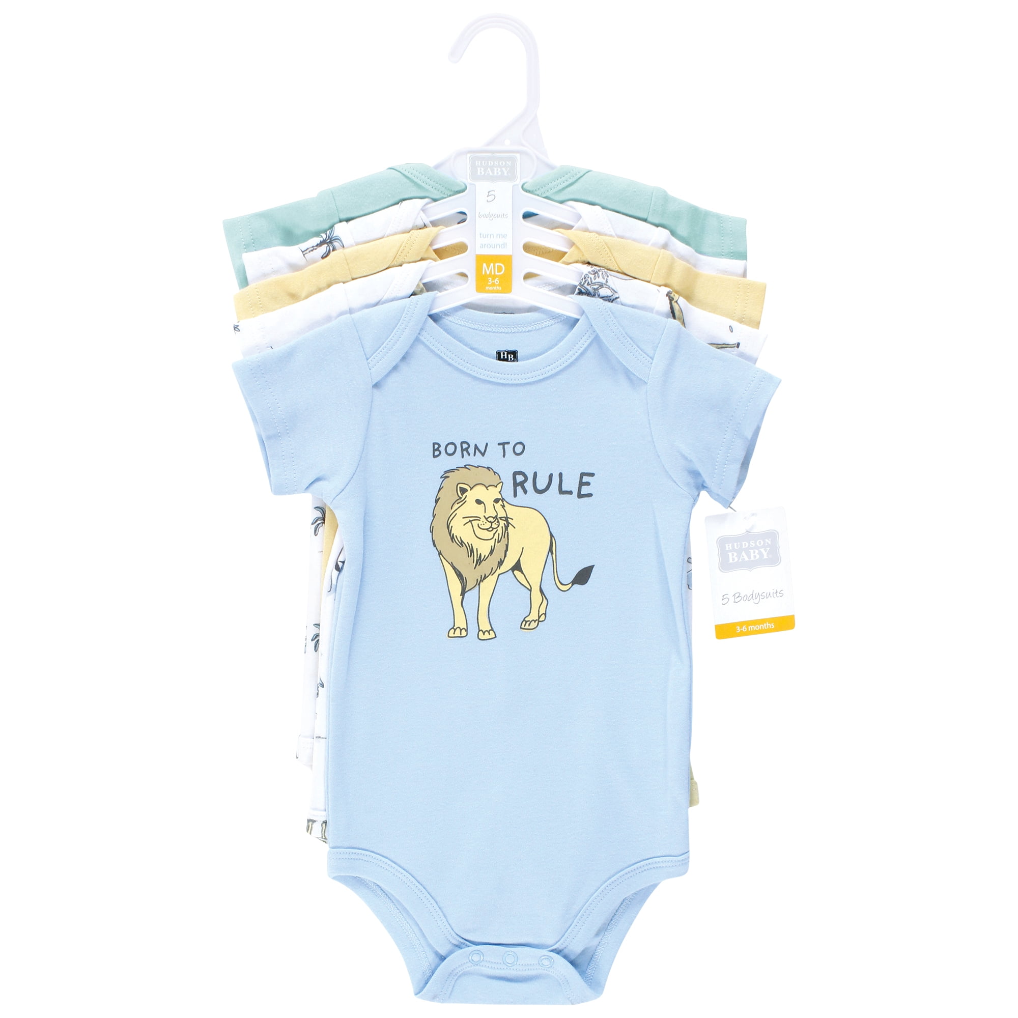 Hudson Baby Infant Boy Cotton Bodysuits, Boy Safari World, 12-18 Months