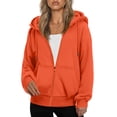 thumbnail image 2 of Hoodies Women Zip Up Hoodie Oversized Sweatshirt Fleece Jackets Spring Fall Winter Coats 2026 Fashion Orange L, 2 of 5