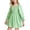 Green, variant on Girls Puff Long Sleeve Ruffle Cuff Casual Dress, Solid Color Square Neck Elastic Waist A-Line Smocked Soft Breathable Sundress, Birthday Party Daily Wear Dresses for Girls 2-13 Years