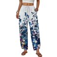 thumbnail image 2 of Wide Leg Pants Woman Flowy Palazzo Drawstring Elastic Waist Trousers with Pockets Casual Lounge, 2XL, 2 of 5