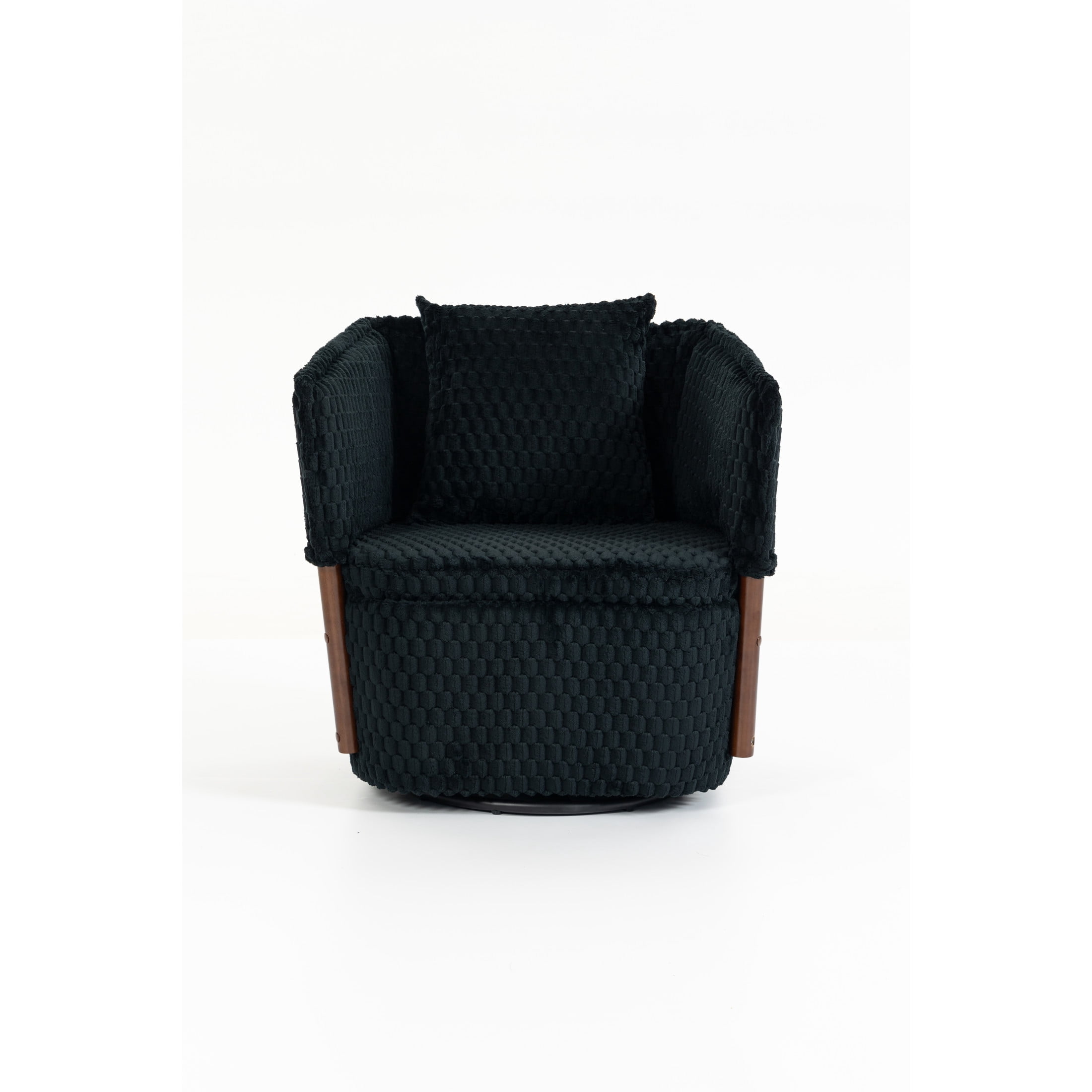 GDF Studio Derwin Mid-Century Modern 360° Swivel Accent Chair with Storage, Reading Armchair for Living Room, Black