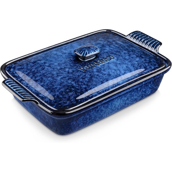 Starry Casserole Dish With Lid, 3.8 Quart Casserole Dish for Oven, 9x13 Baking Pan with Handles, Large Casserole Baking Dish Lasagna Pan with Lid, Microwave, Dishwasher Safe, Blue