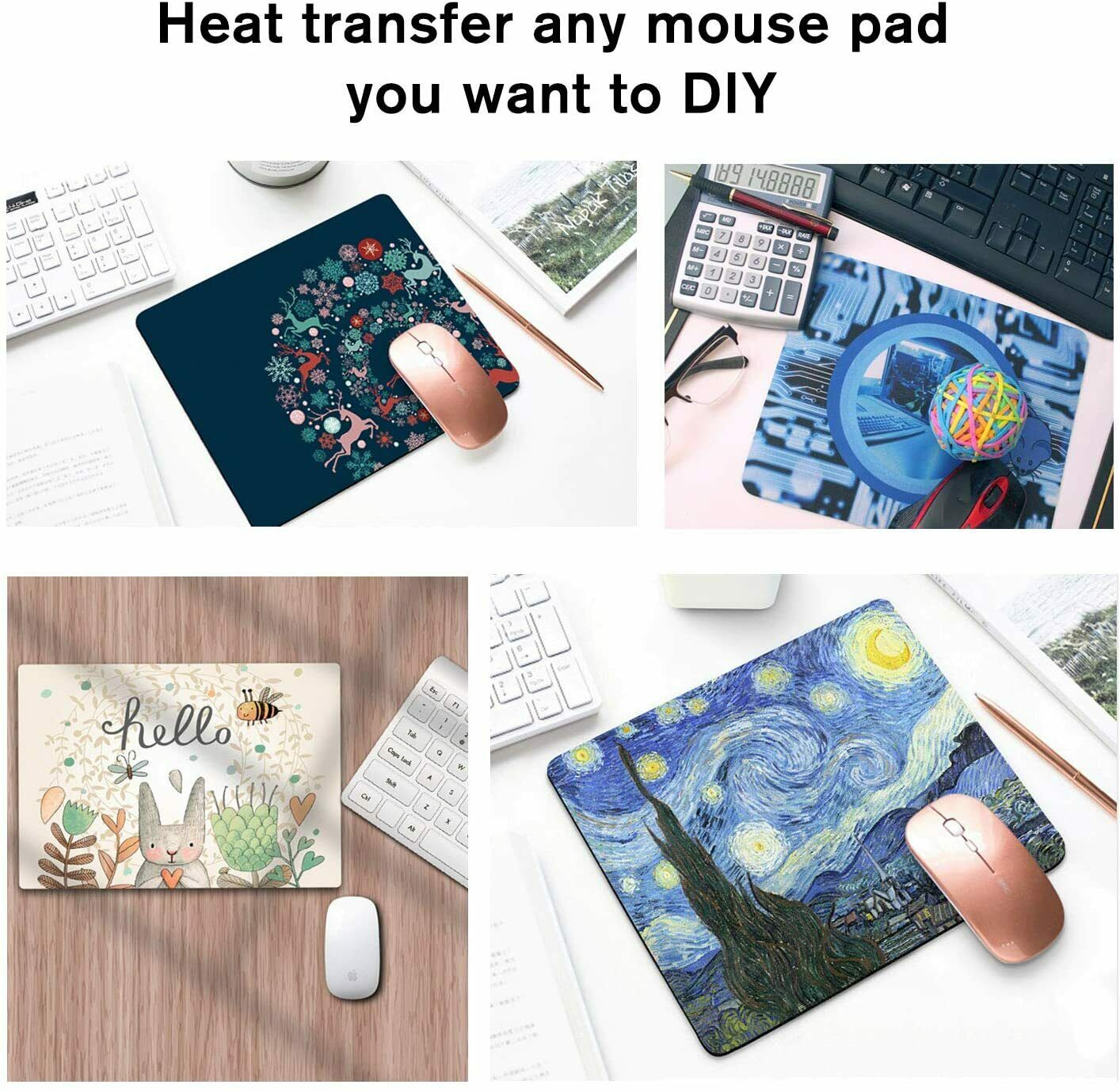 A-SUB Sublimation Blank Mouse Pads 9.4 inch x 7.9 inch 5 Packs 55 Pieces  for Sublimation Heat Press Transfer 0.12 inch Thickness 