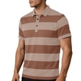 thumbnail image 2 of ZOYOEN Mens Striped Polo Shirts with Pocket- Regular Fit Short Sleeve Casual Classic Summer Business Shirts Khaki Size 4XL, 2 of 8