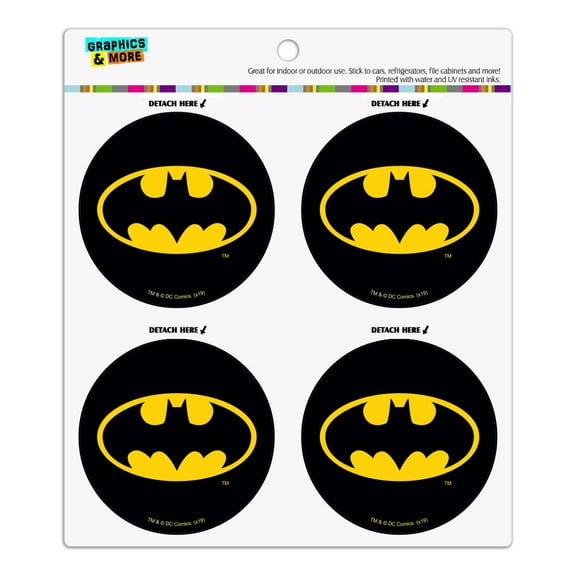 Batman Classic Bat Shield Logo Refrigerator Fridge Locker Vinyl Circle Magnet Set