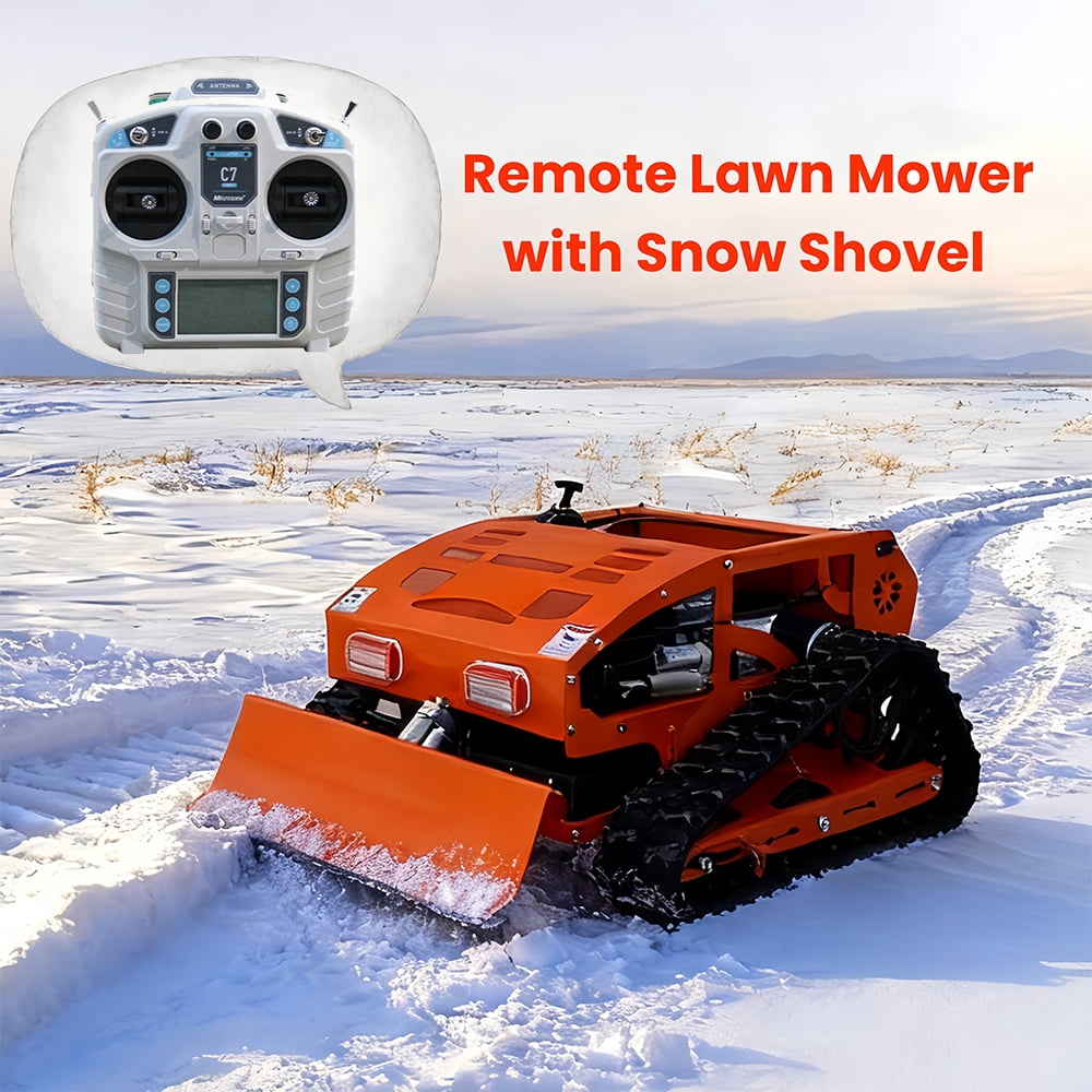 Remote Control Lawn Mower with Snow Plow - 500M Long Range RC Crawler, 50° Slope Capability, 9HP LONCIN 224CC Engine, 21.6" Cutting Width, All-Terrain Robot Mower for Large Yard, Orchard