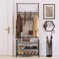 thumbnail image 1 of Coat Rack, Hall Tree with Shoe Bench, Steel Frame, Entryway Bench Coat Rack with a Hanging Rod, 3-Tier Shelf and 8 Hooks for Entryway, 1 of 8