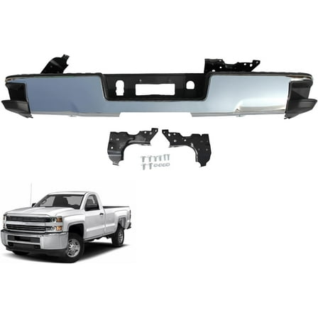 EPOTOOR Rear Bumper Chrome Steel Replacement for Silverado 2014 2015 2016 2017 2018 without Park Assist Sensor Holes