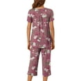 thumbnail image 7 of Tnhcen Women's Summer Floral Print Henley Sleepwear Set - Button-Up Short Sleeve Top Capri Pants with Side Pockets Stretchy Pajamas Set Loungewear (S-3XL), 7 of 7