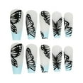 thumbnail image 2 of [Perfect Gift for Girls/Women] Fofosbeauty 24PCS Fake Press on Nails Coffin Long Fake Nails for Girls Women, French Matte Mint Butterfly, 2 of 9