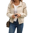 thumbnail image 2 of Chaqueta Corta con Cuello Alto y Cremallera para Mujer, Abrigo Grueso y Cálido de Otoño, A . Albaricoque M, 2 of 10