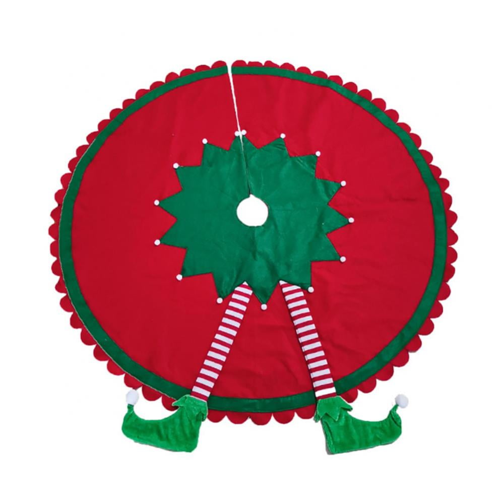 3D Elf Leg Christmas Tree Skirt Non-woven 48Inch Red And Green Large