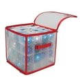 thumbnail image 2 of Northlight Boîte de Rangement de Noël Transparente à Fermeture Éclair - 12,5 Pouces - Contient 64 Ornements - Rouge et Transparent, 2 of 3