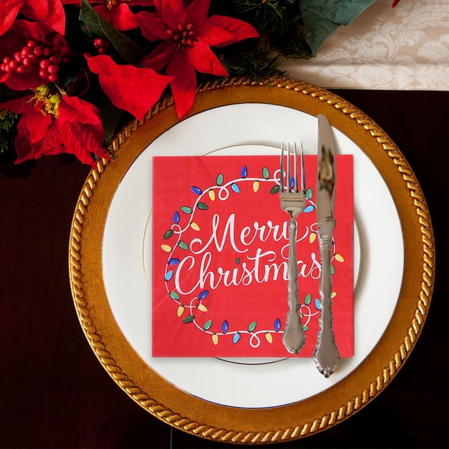BAOPAI 20 Sheets 6.5x6.5 Inch Christmas Paper Napkins Enduring Friendly Decorative Multicolor Patterns for Holiday Table Decor Birthday Party Supplies