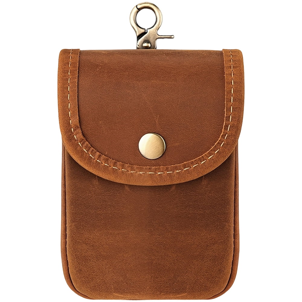 Rectangle Leather Wallets with Bronze Alloy Findings Coin Purses Storage Bag for Women Men Saddle Brown 120x85x56.5mm