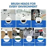 Purevigil Electric Spin Scrub - Cordless Bathroom Shower Scrubber with 7 Replaceable Brush Heads, 2 Speeds