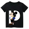 thumbnail image 3 of Camiseta de algodón con combinación de letras y nombre personalizado de Disney para niños, camiseta de manga corta con fuente ABCDE de Mickey Mouse, 3 of 5