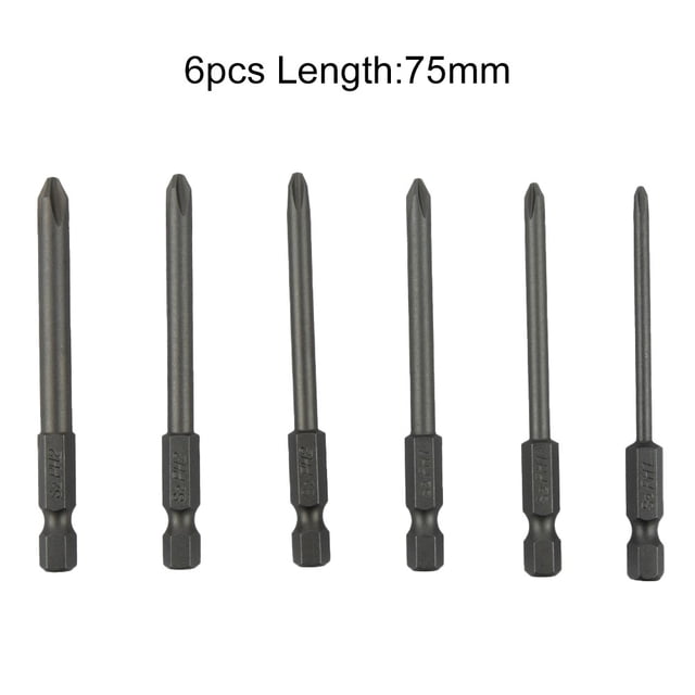 6Pcs/Set Shank Screwdriver Bits Set 50/75/100mm Long 1/4\'\' Steel Magnetic-Hex Cross Head Screw Driver Screwdriver Bit Hand Tools