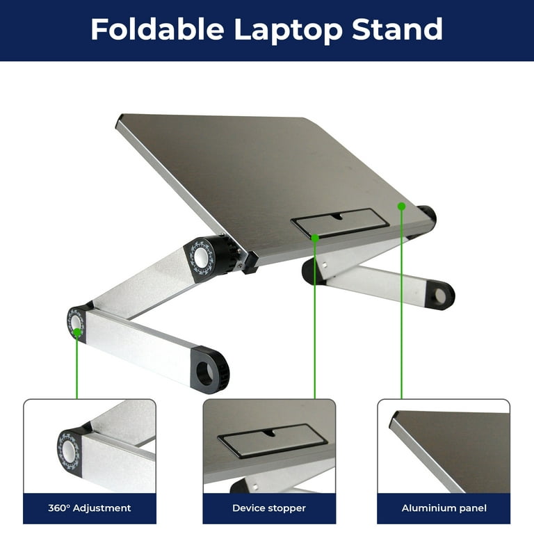 LIENS Adjustable Laptop Stand with 360 Rotating Base, Portable Laptop  Riser, Aluminum Laptop Stand for Desk Foldable, Ergonomic Computer Notebook  Stand Holder Fits All Laptops up to 16 inches 
