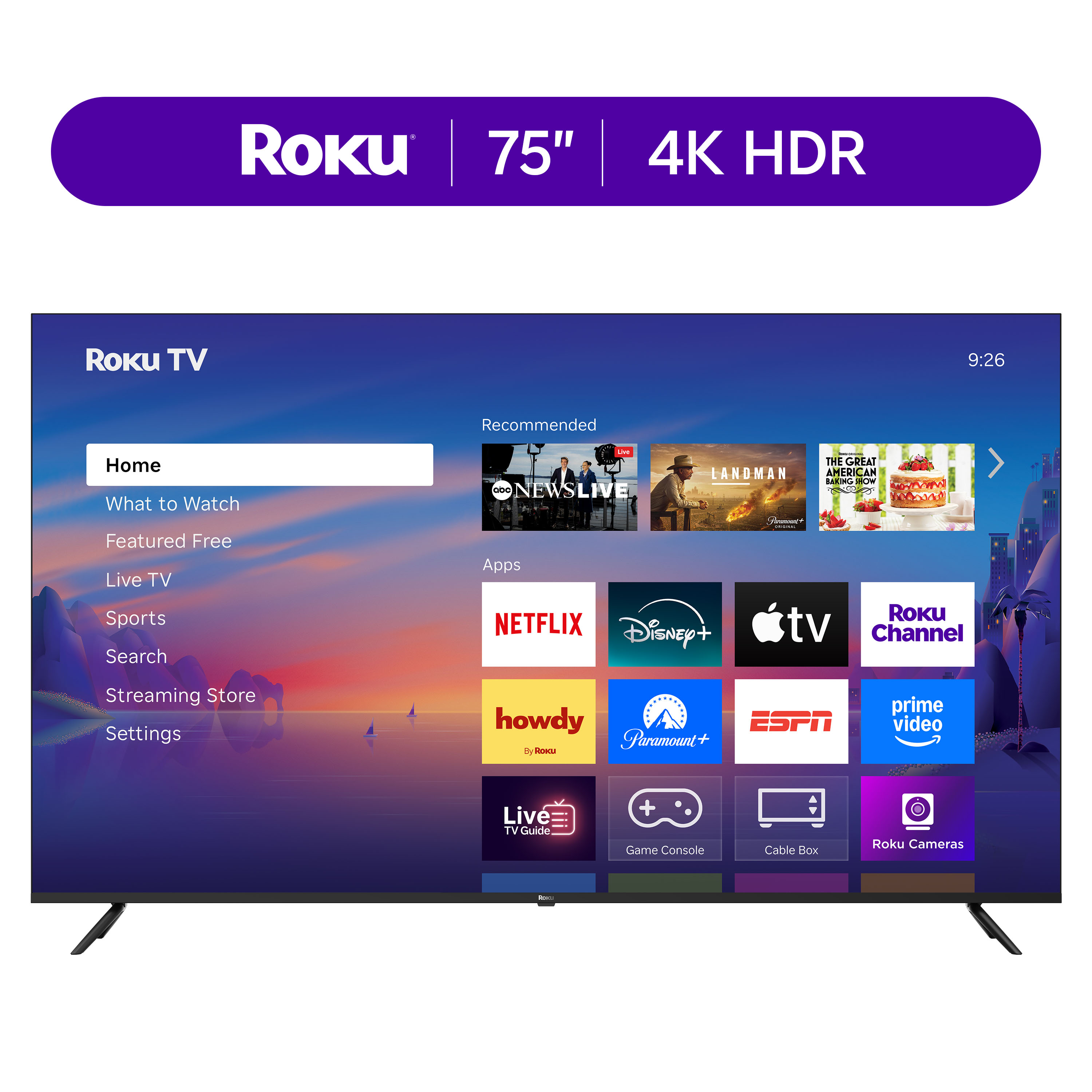 Roku Smart TV – 75-Inch Select Series, 4K HDR TV – Roku TV with Enhanced Voice Remote
