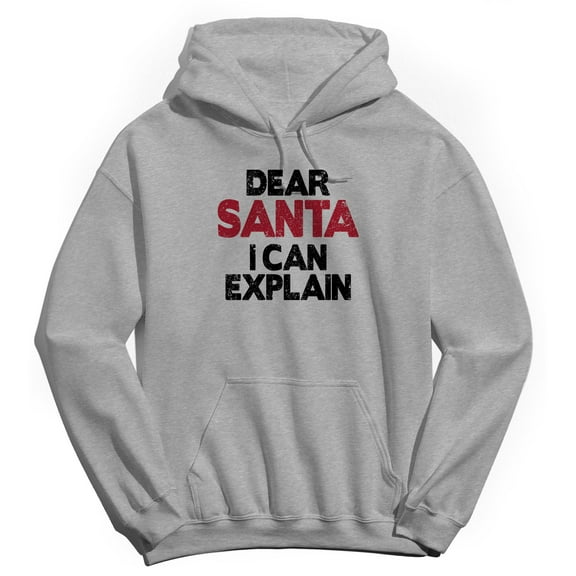 Christmas Holiday Deer Santa Graphic Sport Grey Men's Cotton Pullover Hoodie