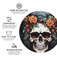 thumbnail image 3 of Pofeuu Flower Horn Skull Print Coasters for Drinks, 4Pack PU Leather Coasters, Bar Drink Coasters for Tabletop Protection, Furniture from Damage-Round Shape, 3 of 6