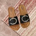 thumbnail image 1 of Sandalias deslizantes a la moda para mujer, Fiesta al aire libre, suelas antideslizantes, Zapatillas de casa para mujer, Sandalias planas, zapatillas Negro Longitud 24cm, 1 of 8