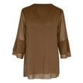 thumbnail image 3 of Gerichy Long Sleeve Tops for Women Women Loose Blouse V-Neck 3/4 Sleeve Workwear Blouse Shirt Tops for Women, 3 of 4