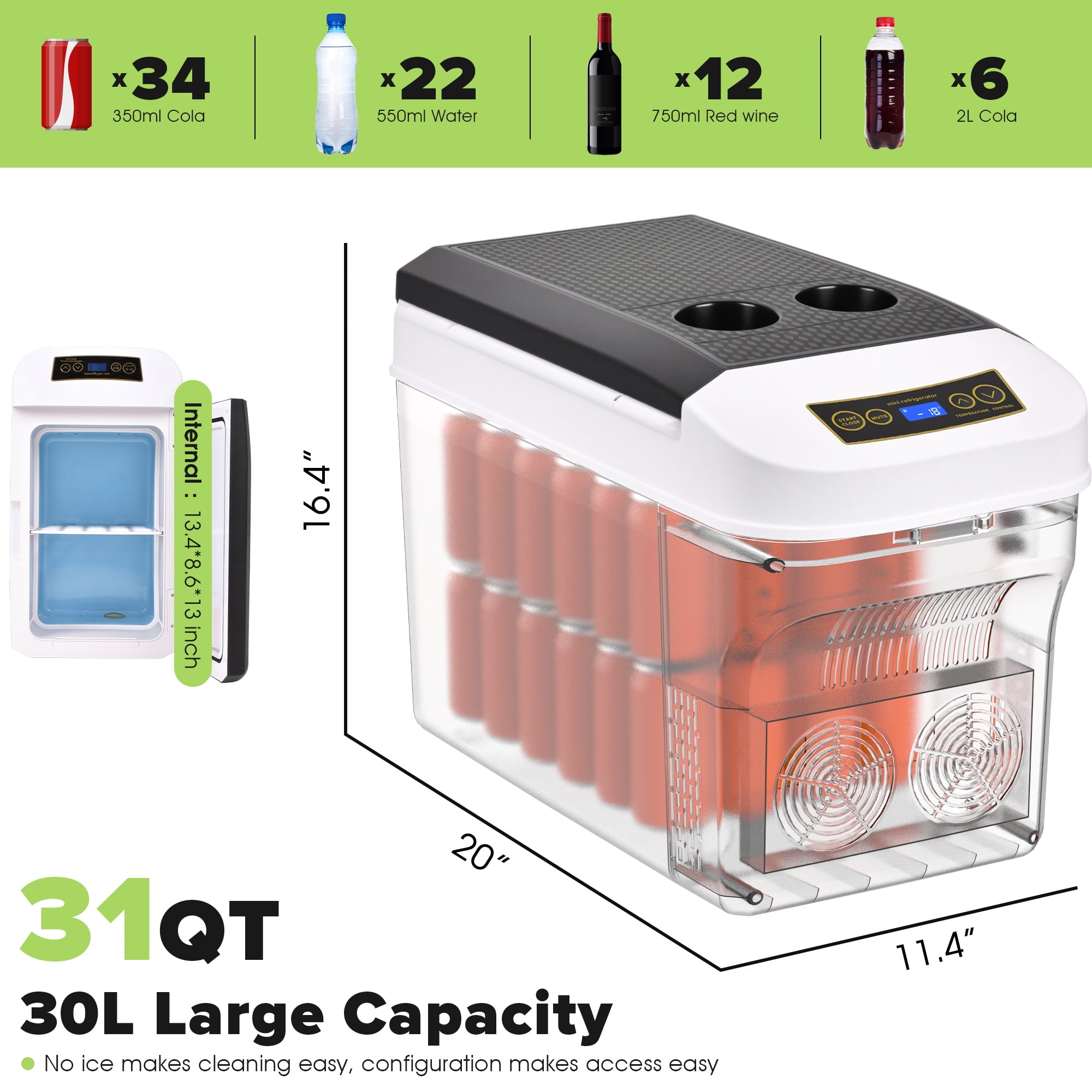 Advwin 31QT Electric Cooler & Warmer, Portable 12V Car Refrigerator Plug-in Coolers for Vehicles, Camping, Travel, RV, Black