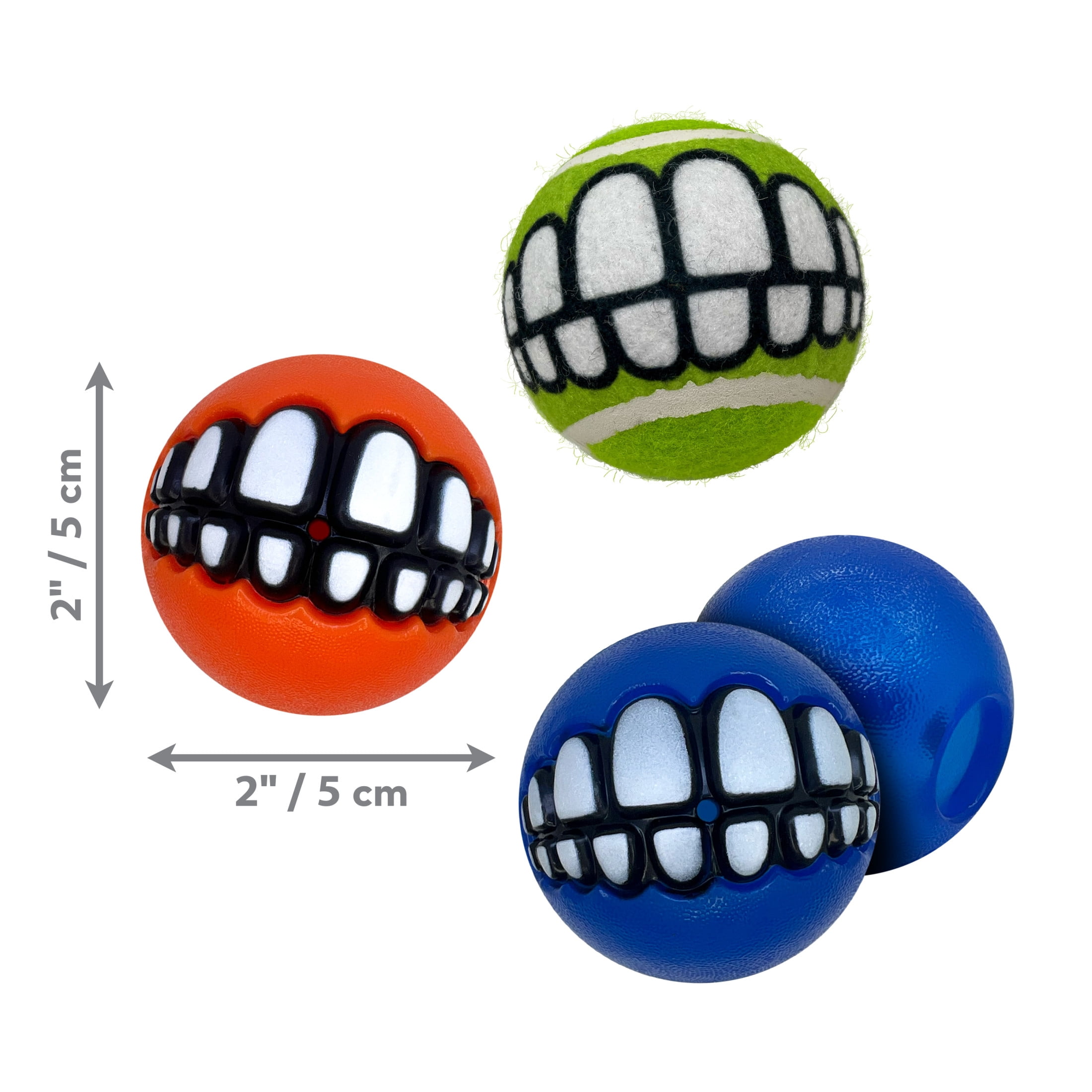 KONG® Grinz Tennis Balls by Rogz Dog Toys, Variety Pack, Small, 3 Count