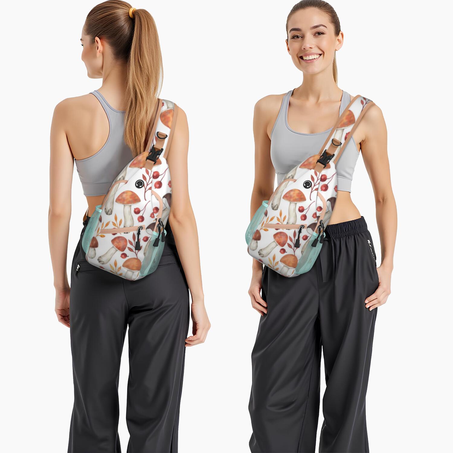 Sling Bag Mushroom Travel Sling Bag Shoulder Backpack Travel Chest Pack for Men Women