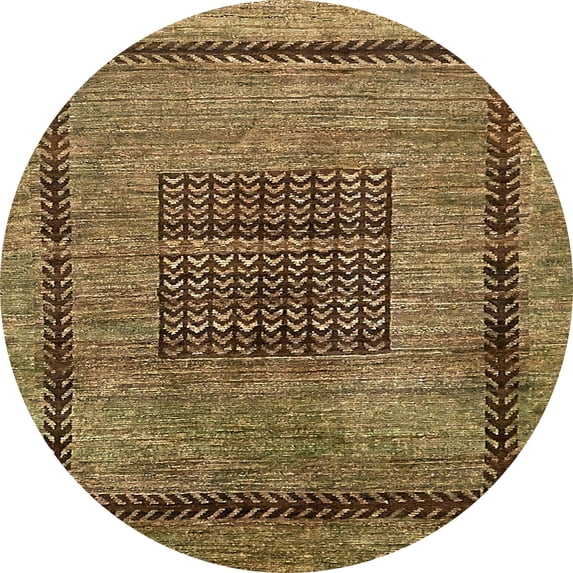 Ahgly Company Machine Washable Indoor Round Abstract Caramel Brown Area Rugs, 8' Round