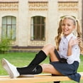 thumbnail image 4 of Girls Knee High Socks With Bows - Cotton School Uniform Long Socks for 4-12 Years, 2 Pairs, 4 of 5