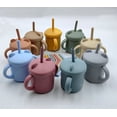 thumbnail image 4 of 1-pack silicone children's straw cup - cartoon bear baby sippy cup - with straight and curved straws - anti-scalding baby water cup, 4 of 4