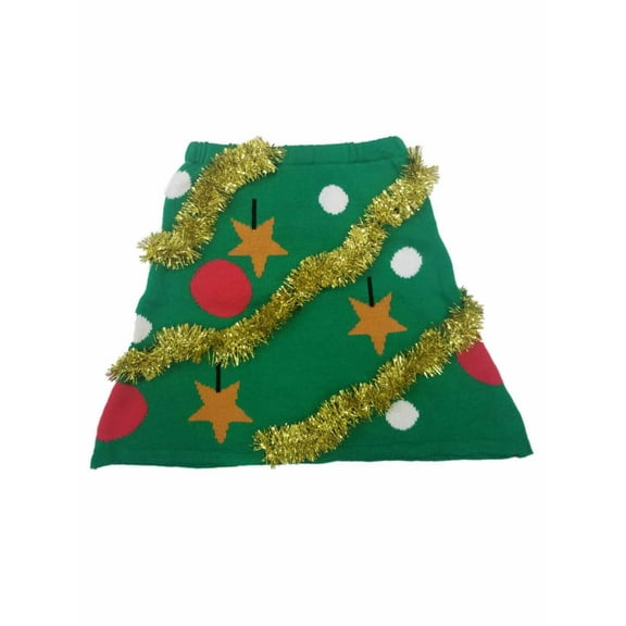 Womens Green & Gold Christmas Tree Tinsel Knit Holiday Skirt X-Small