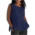 thumbnail image 3 of Fanxing Ladies Tank Tops Cotton Linen S Sleeveless Tunic Tops for Curvy Women S-5XL, 3 of 6