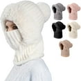 thumbnail image 2 of 3 in 1 Beanie Hat For Women, Fleece Lined Knit Beanie Hat with Scarf and Mask, Fall Winter Warm Knitted Ski Scarf and Mask Set for Cold Weather, 2 of 7