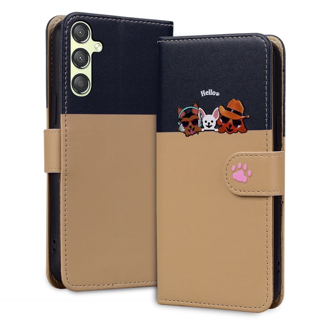 Compatible with Samsung Galaxy A24 4G Cute Animals Pattern Wallet Case with Card Slots Flip Cover