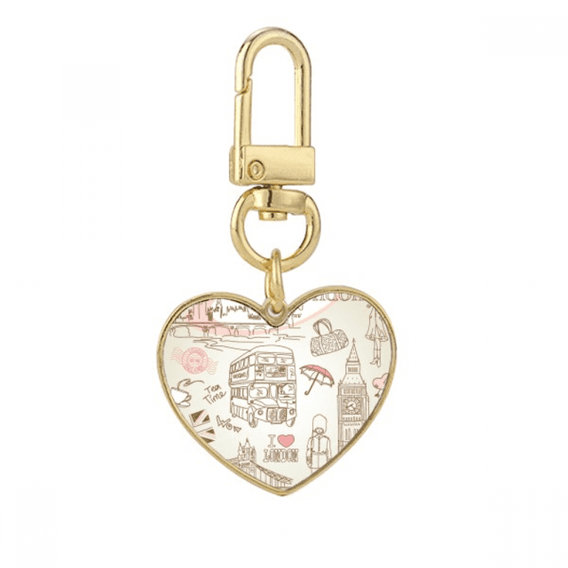 I Love London Britain Big Ben Bus Gold Heart Keychain Metal Keyring Holder