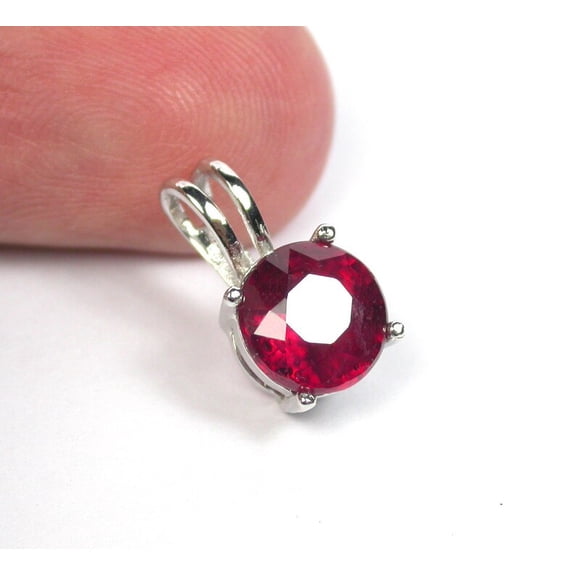 Natural Ruby Pendant Silver Pendant Handmade Pendant birthstone jewelry locket chain Promise Pendant