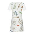 thumbnail image 4 of Puntoco Vestido De Manga Corta Con Cuello En V, Talla Grande Para Mujer, Estampado, Suelto, Informal, Blanco L, 4 of 5
