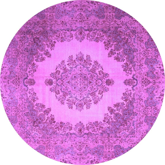 Ahgly Company Indoor Round Medallion Purple Traditional Area Rugs, 6' Round