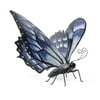 Evergreen Hand-Painted Blue Metal Monarch Butterfly Outdoor Sculpture