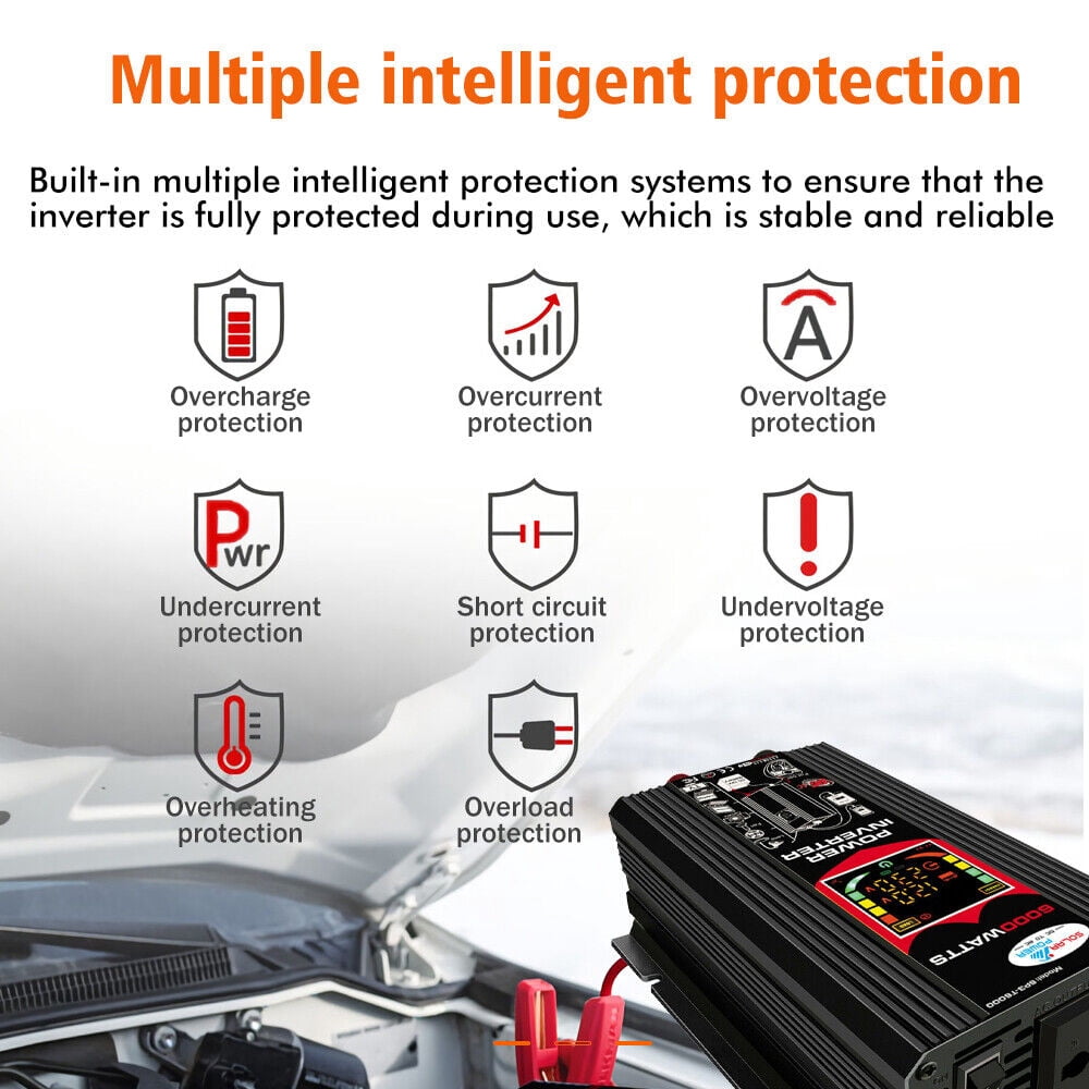 MDHAND 1000W Power Inverter, DC12V to 110V AC Car Inverter with Universal Socket, 2USB Port, Cigarette Lighter Adapter, Truck/ Boat/RV/Car Solar System Inverter